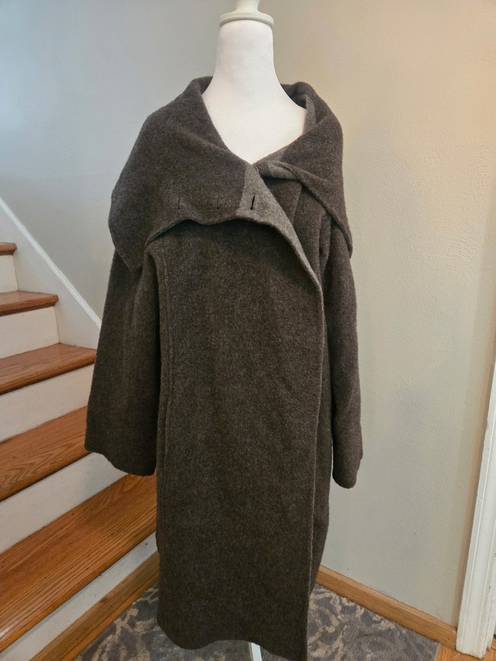 Eileen Fischer Doubleface Alpaca Wool Statement Button Collar Coat Women Size XL - Picture 2 of 5